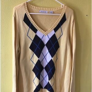 Vintage Liz Claiborne Yellow V-Neck Sweater Sz XL